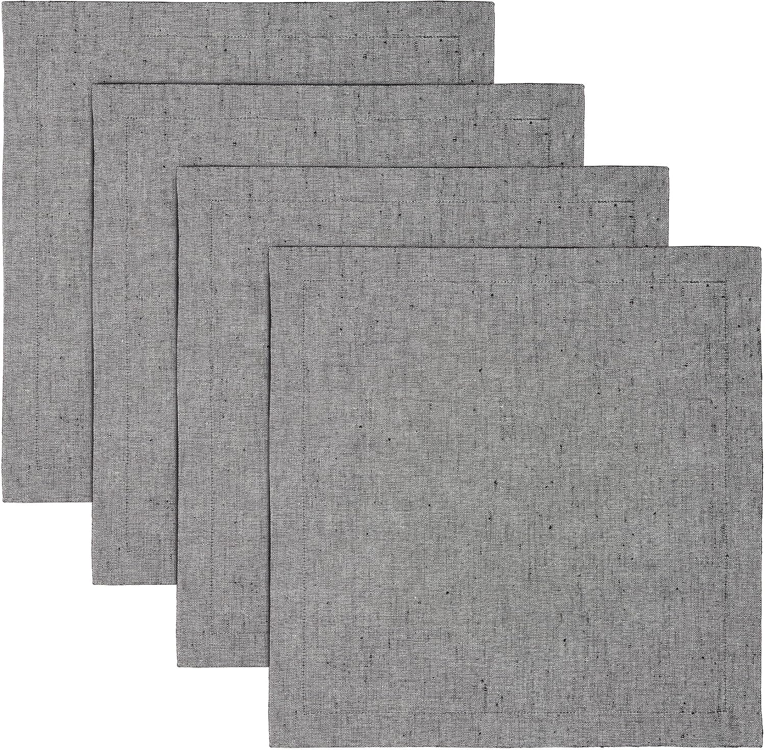 Chambray Black Linen Placemats Set of 4 for Stylish Tablescapes