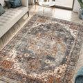 Machine Washable 6x9 Rug - Non-Slip Low Pile Vintage Area Rug