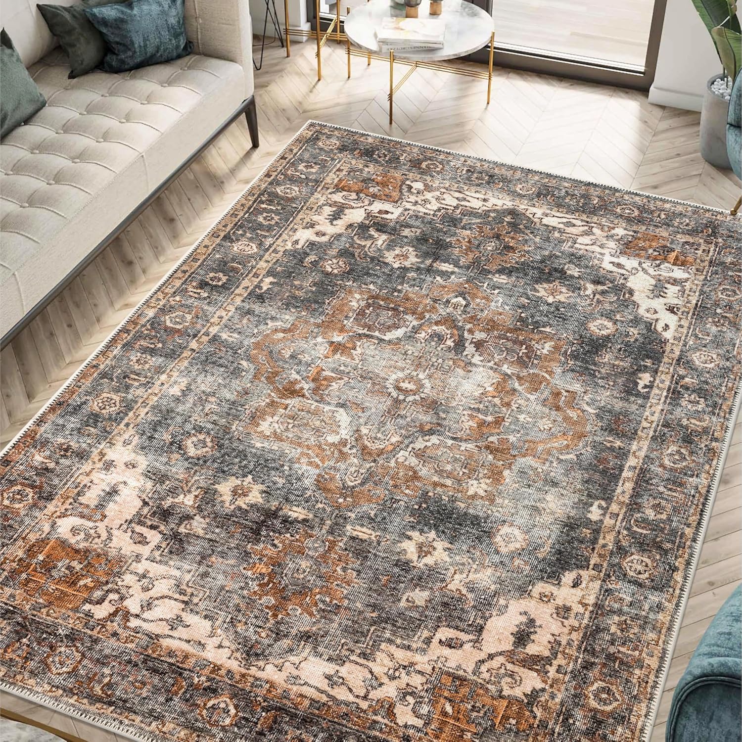 Keen Home Design 6x9 Rug - Vintage Machine Washable Area Rug
