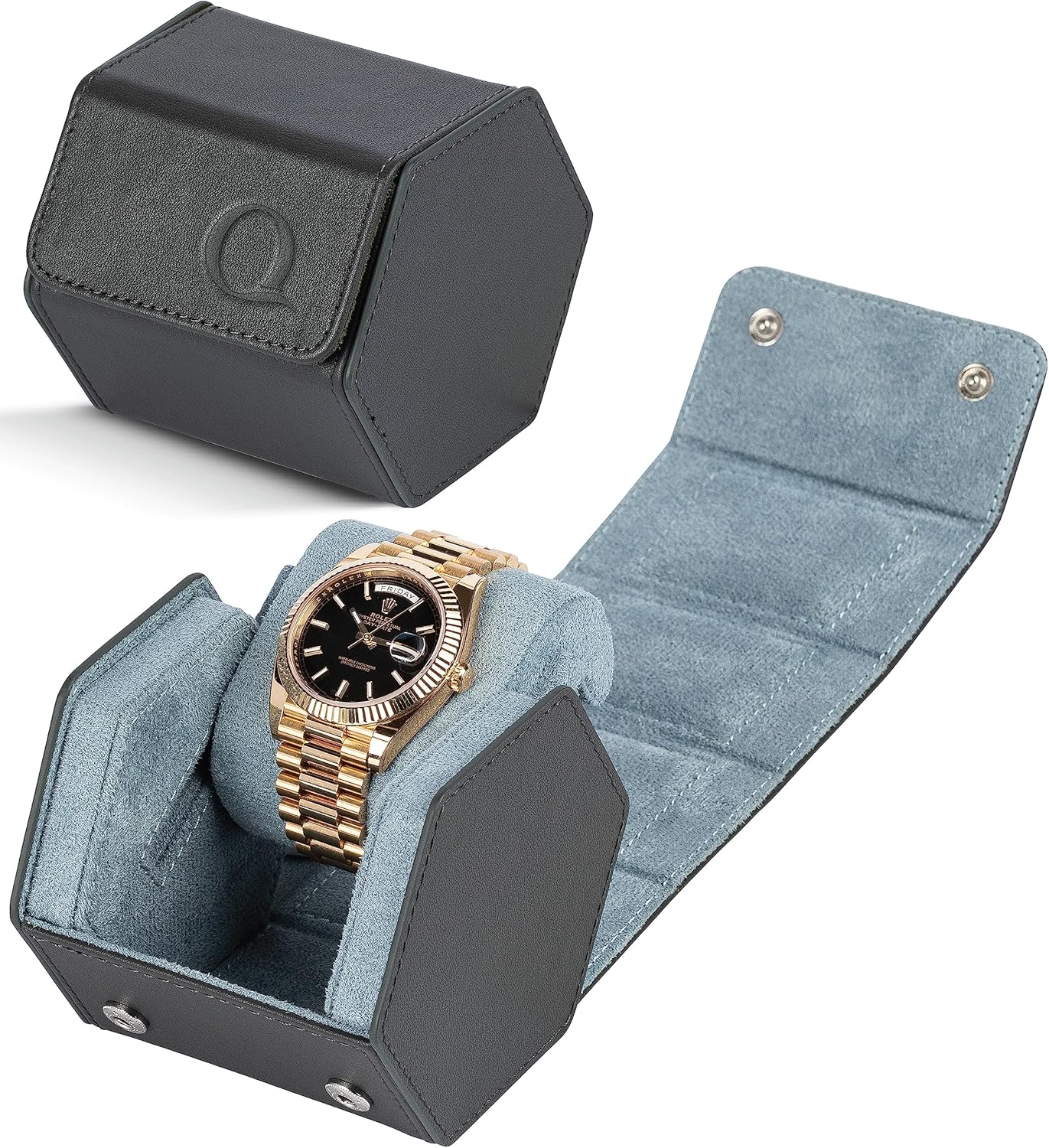 Genuine Leather Watch Roll for 2 Watches by QWATCHBANDS