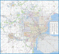 Topographics Greater Detroit Metro Area Laminated Wall Map - Detailed