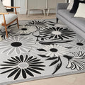 Aloha Indoor/Outdoor Black White 5x7 Area Rug - Easy Clean, Low
