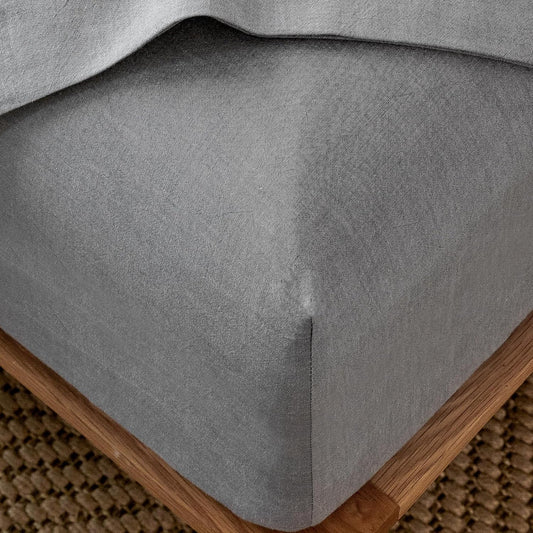 MooMee Fitted Bottom Sheet in Ice Grey for King Size Beds