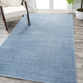 Haze Solid Low-Pile Classic Blue Area Rug 4x6 - Pet Friendly, Easy