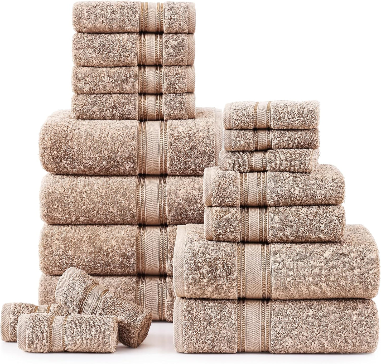Luxury 18 Piece Bath Towel Set - Highly Absorbent & Soft