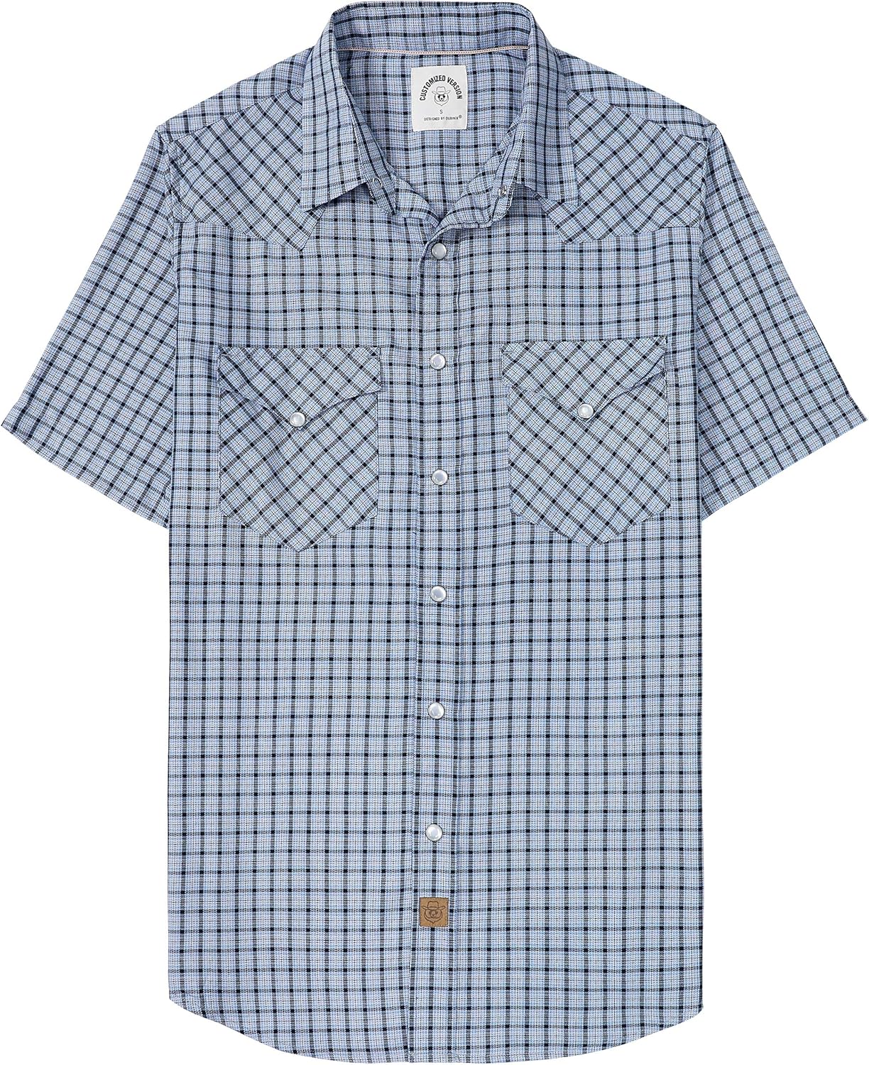 Dubinik Mens Short Sleeve Western Cowboy Plaid Snap Shirts