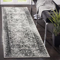 Adirondack Runner Rug 2ft 6in x 10ft - Grey & Black Distressed Runner