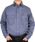 BOCOMAL FR Shirts for Men Printed Plaid Flame Resistant Button Up we