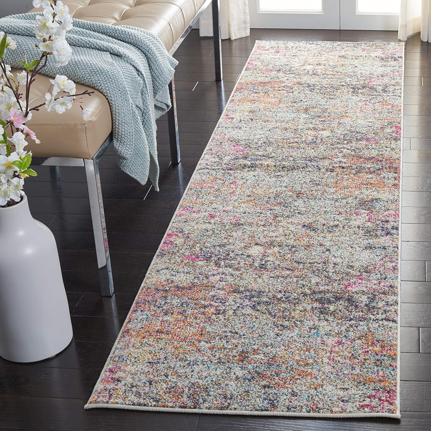Modern Abstract Runner Rug - Black & Gold, Non-Shedding Design