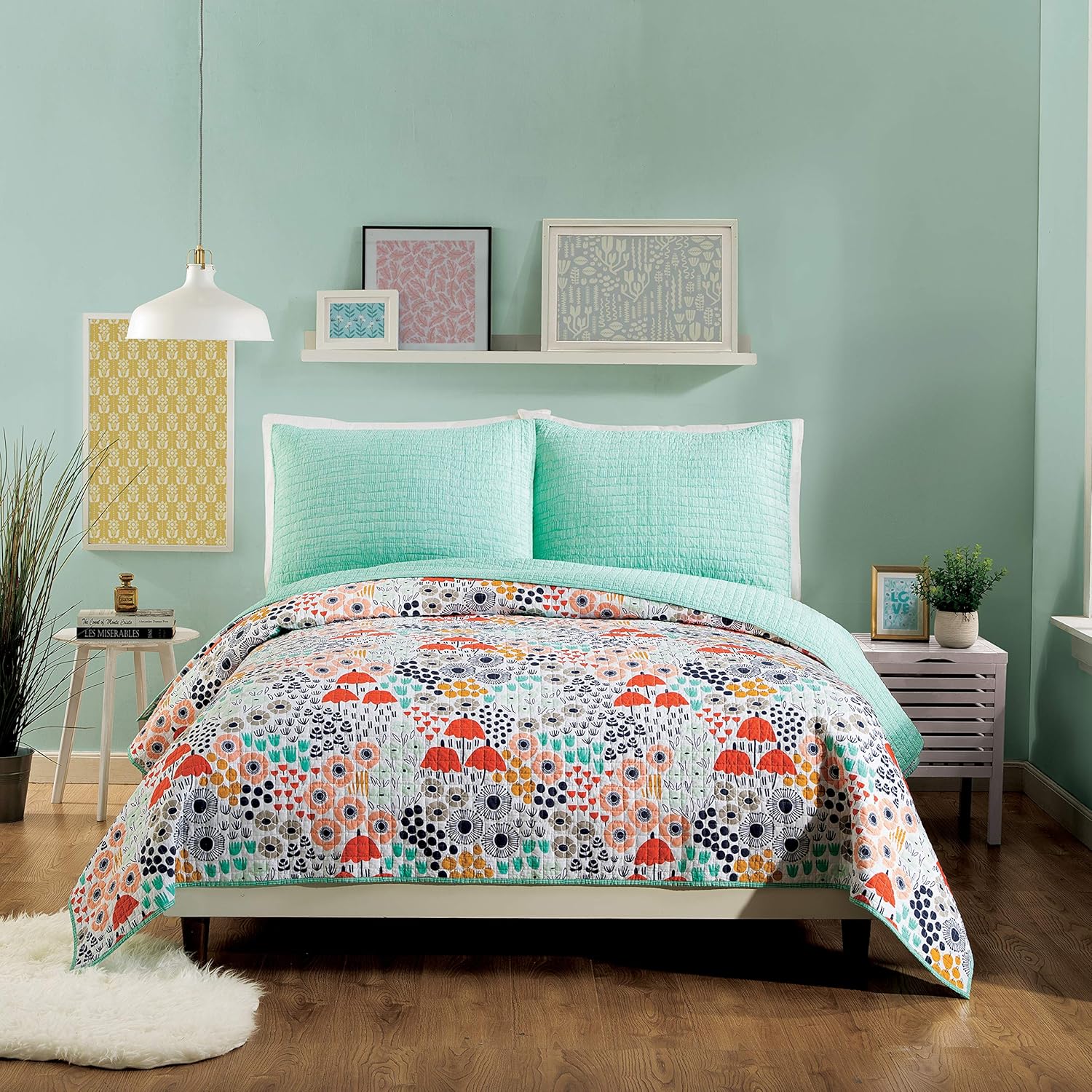 Mayflower Blush King Quilt Set by Elizabeth Olwen