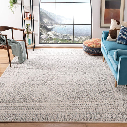 SAFAVIEH Tulum Collection Area Rug - 11ft Square, Ivory & Grey