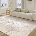 6x9 Washable Area Rug Beige Grey Abstract - Neutral Modern Low Pile