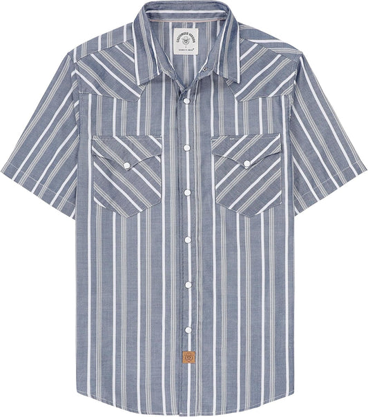 Dubinik Mens Short Sleeve Western Cowboy Plaid Snap Shirts