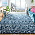 SAFAVIEH Tulum 12 ft Square Rug - Navy & Ivory Boho Tribal