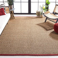 Seagrass Area Rug 8 ft Square - Natural & Red Basketweave