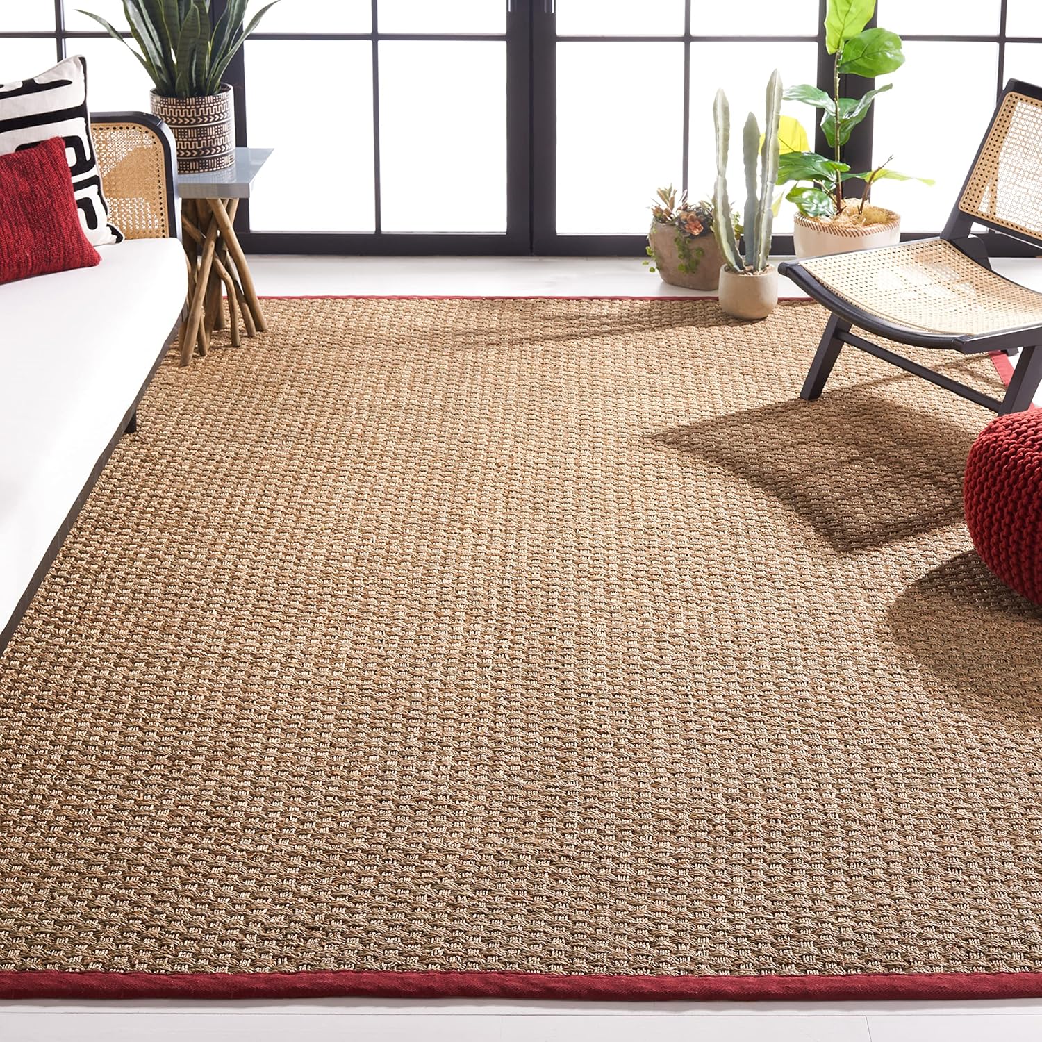 Natural Fiber Area Rug 8ft Square - Seagrass Basketweave Design