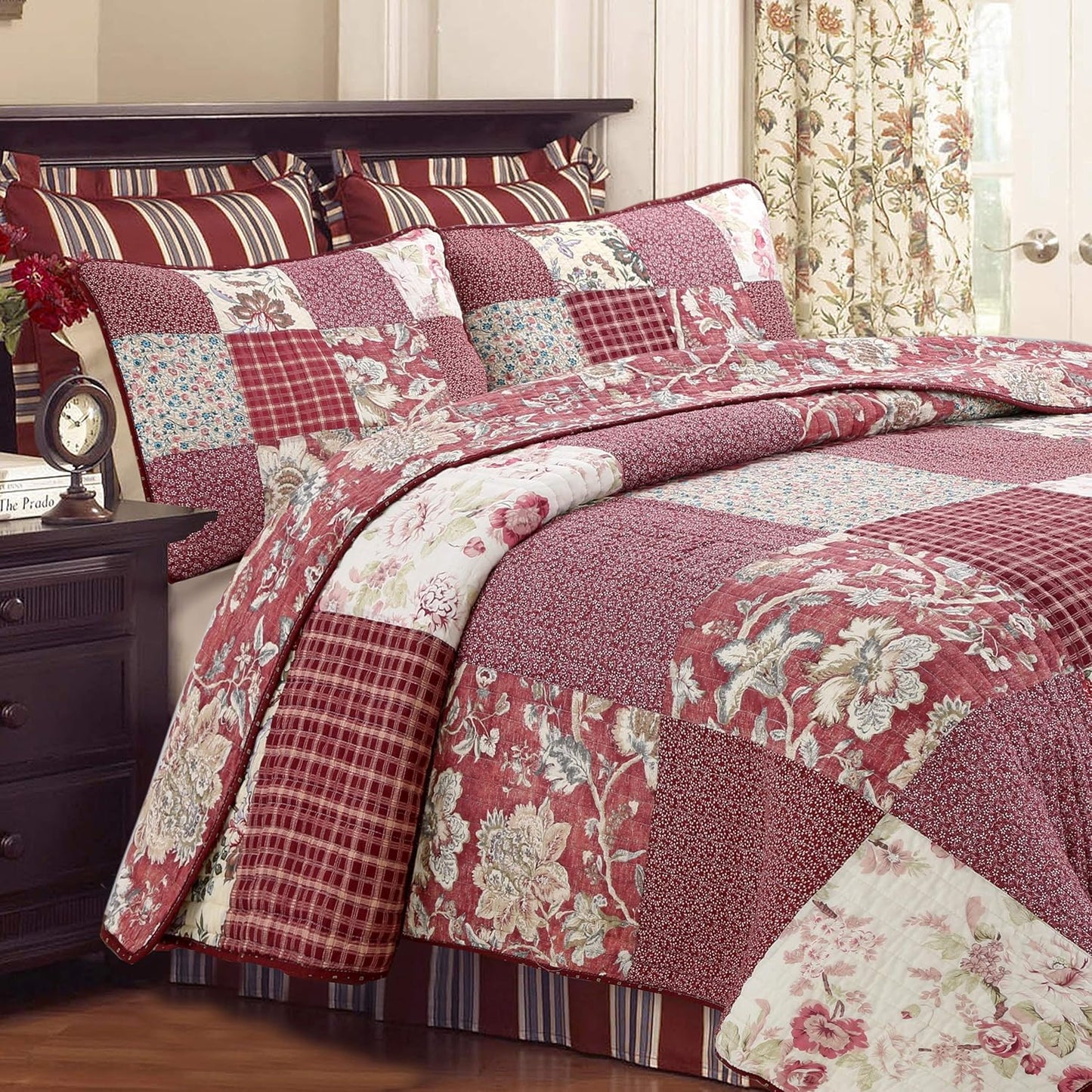Cozy Line Home Fashions Vintage Burgundy Rose Quilt Set Review