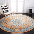 SAFAVIEH Madison 5 ft Round Orange Teal Rug - Durable Boho Medallion
