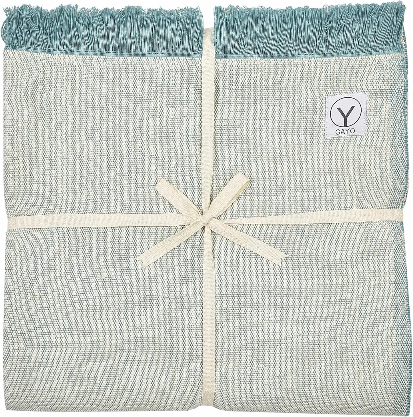 Organic Cotton Yoga Blanket - Eco-Friendly, Soft Throw for Yoga & Meditation - 90x59 - Eucalyptus