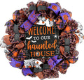 Halloween Door Wreaths Orange Black Purple Welcome Mesh Decor - 24in