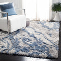 Horizon Shag Area Rug 6 ft x 9 ft - Plush Grey & Blue Modern Abstract