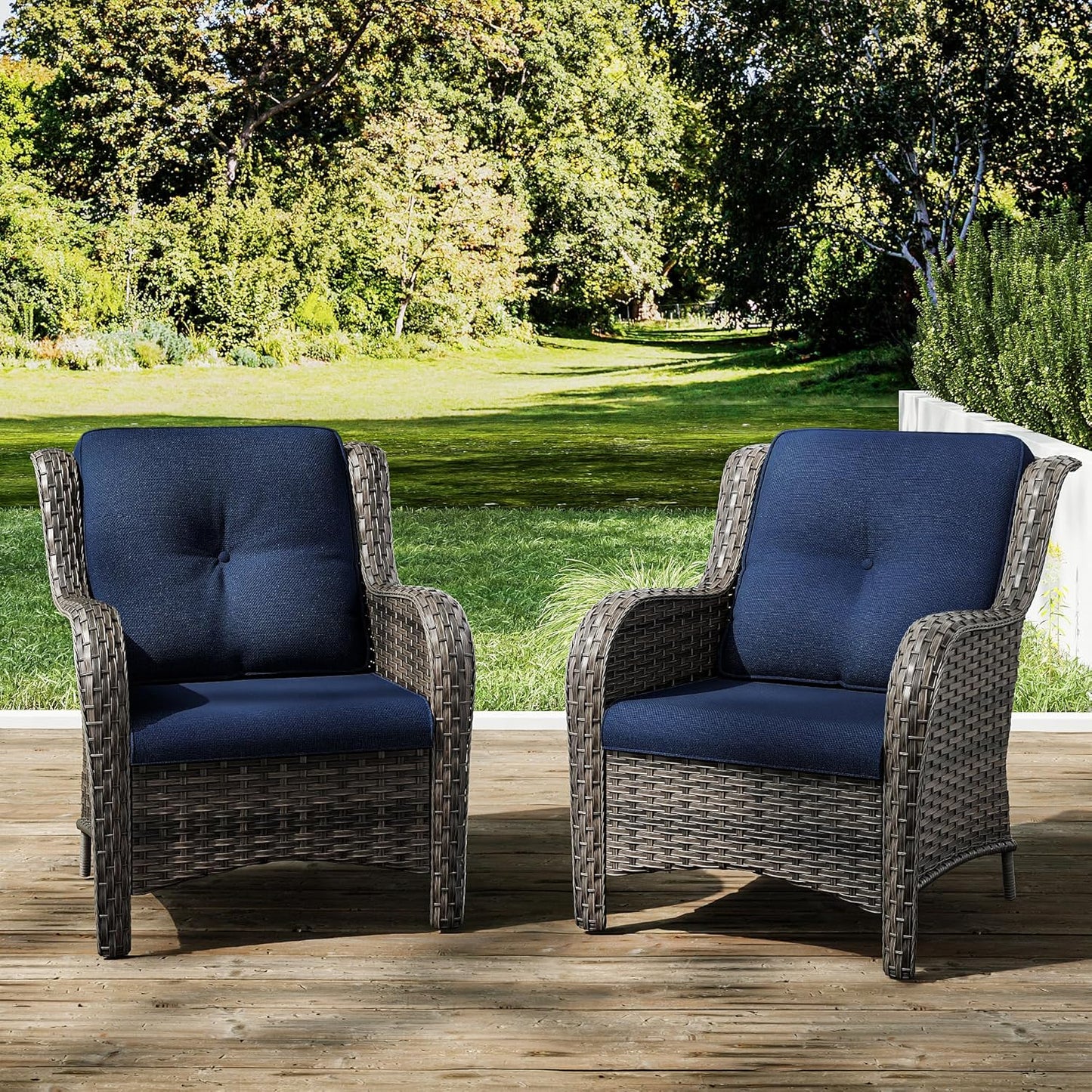 Joyside Outdoor Wicker Chair Set of 2 with Cushions for Patio