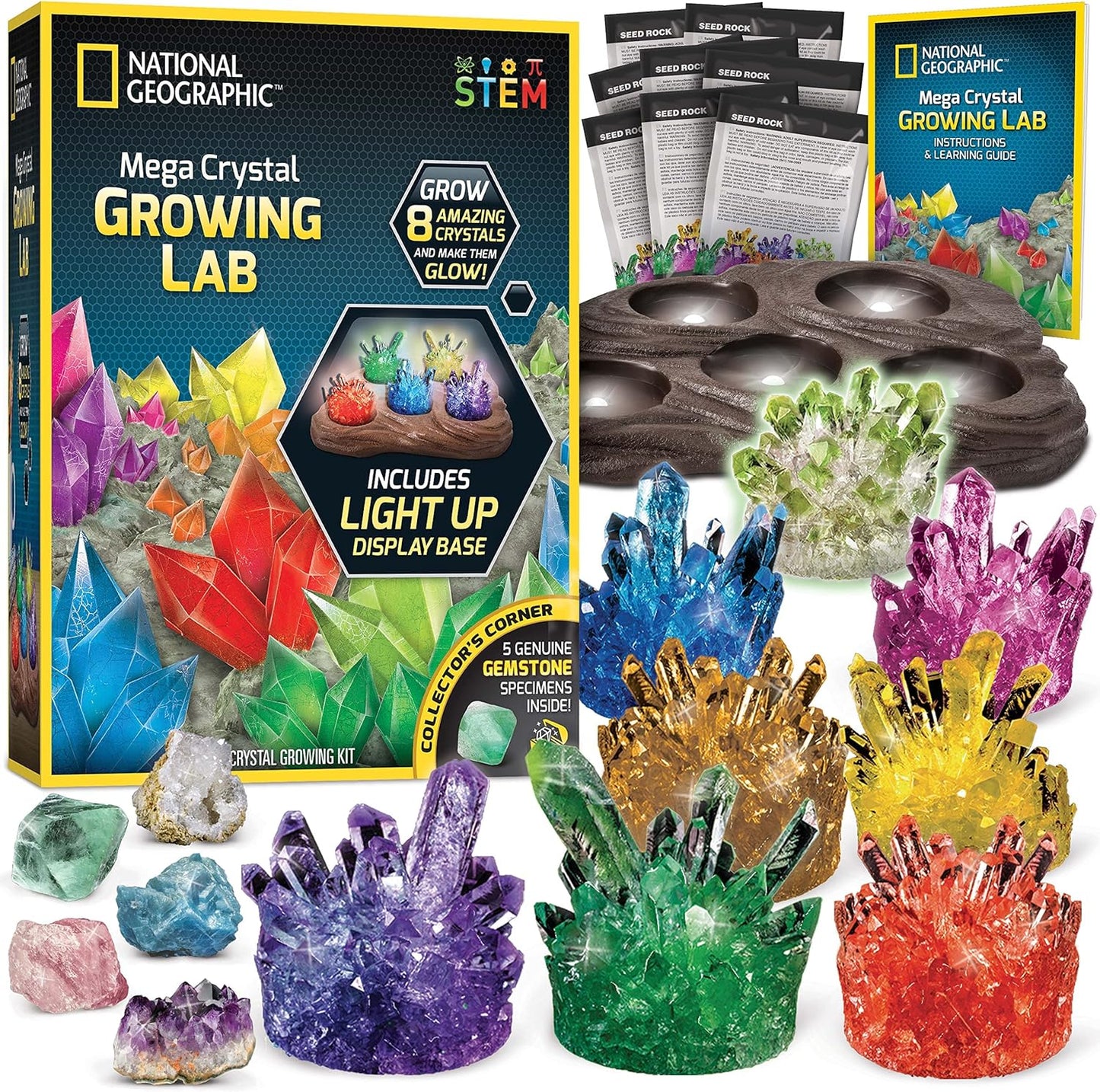 NATIONAL GEOGRAPHIC Mega Crystal Growing Kit for Kids - Fun STEM Gift