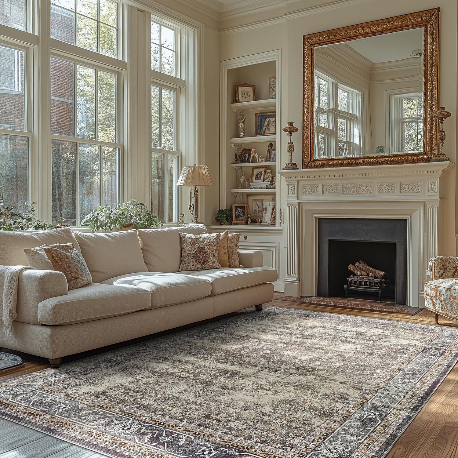 6x9 ft Area Rug Brown Boho Indoor Rug for Cozy Spaces