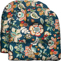 Tufted U-Shape Wicker Seat Cushions Set of 2 19 x 19 Peacock Blue