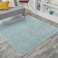 Haze Solid Low-Pile Aqua Blue 6x6 Area Rug - Easy-Clean Durable