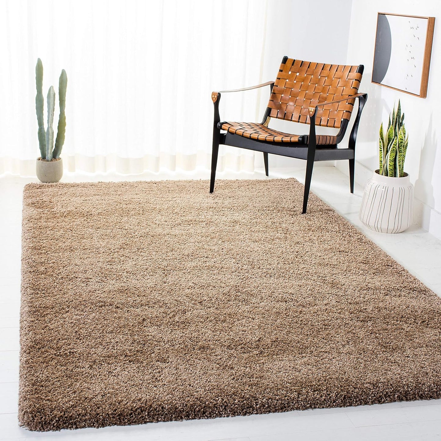 SAFAVIEH Milan Shag Accent Rug - Cozy 3ft x 5ft Dark Beige Design