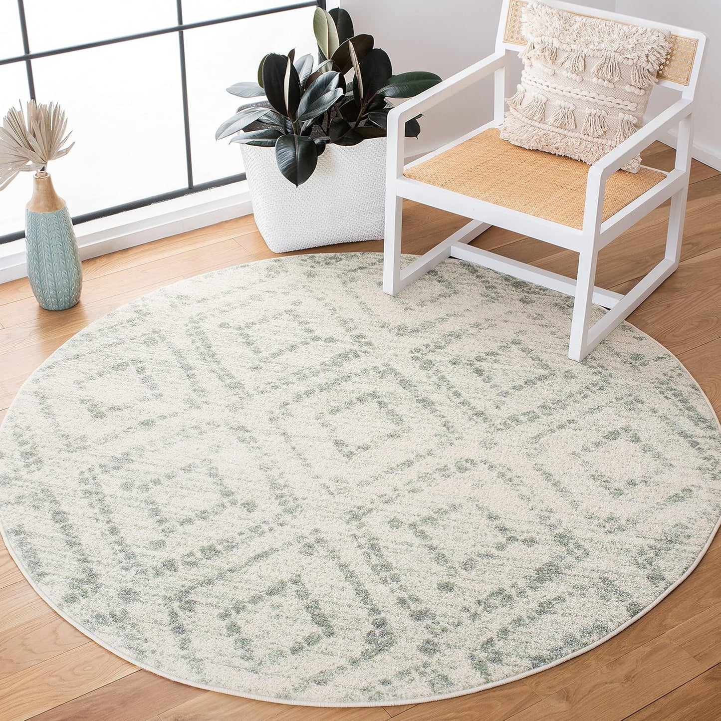 SAFAVIEH Adirondack 6ft Round Ivory/Green Modern Area Rug