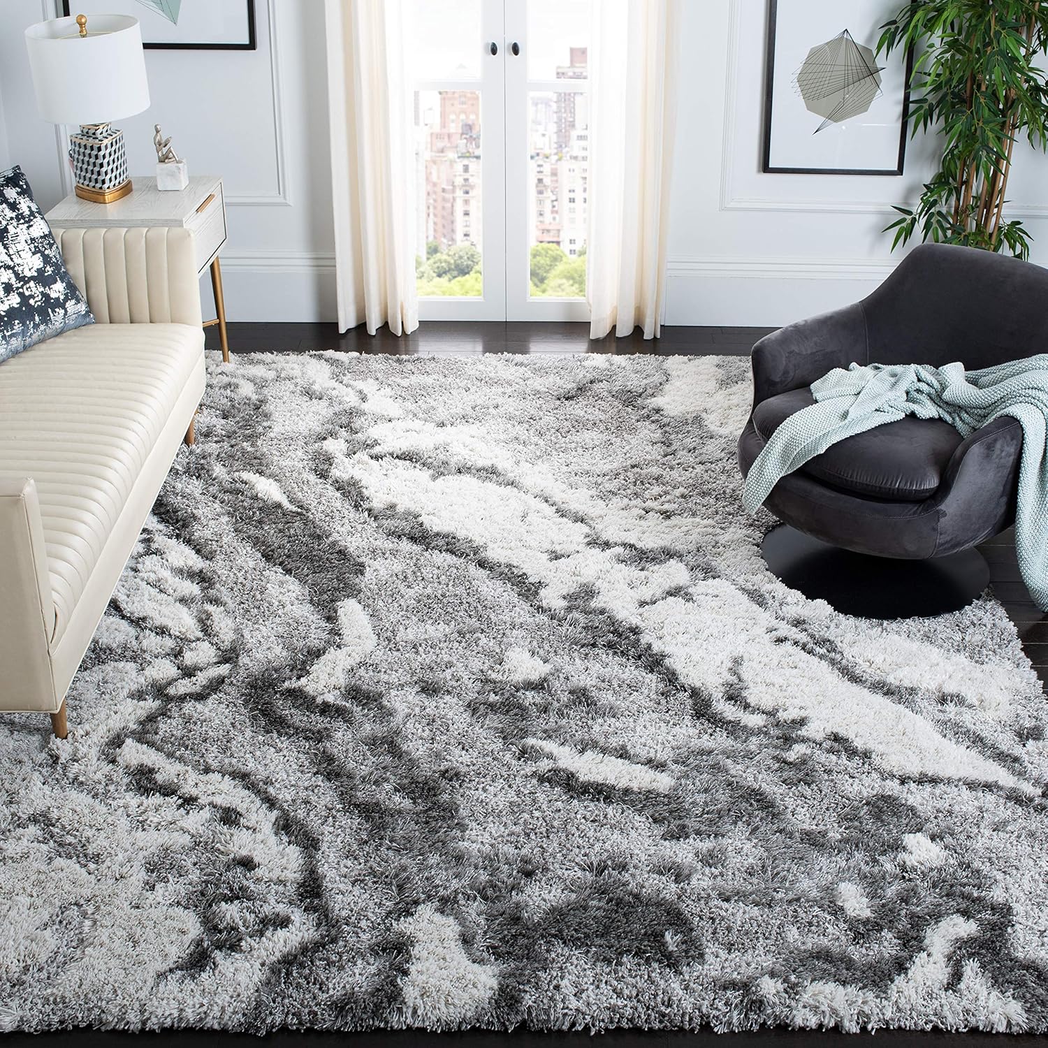 SAFAVIEH Horizon Shag Collection Area Rug - Modern Abstract Design