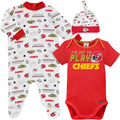 Gerber NFL Baby Boys 3-Piece Bodysuit Sleep n Play & Cap Set - Soft