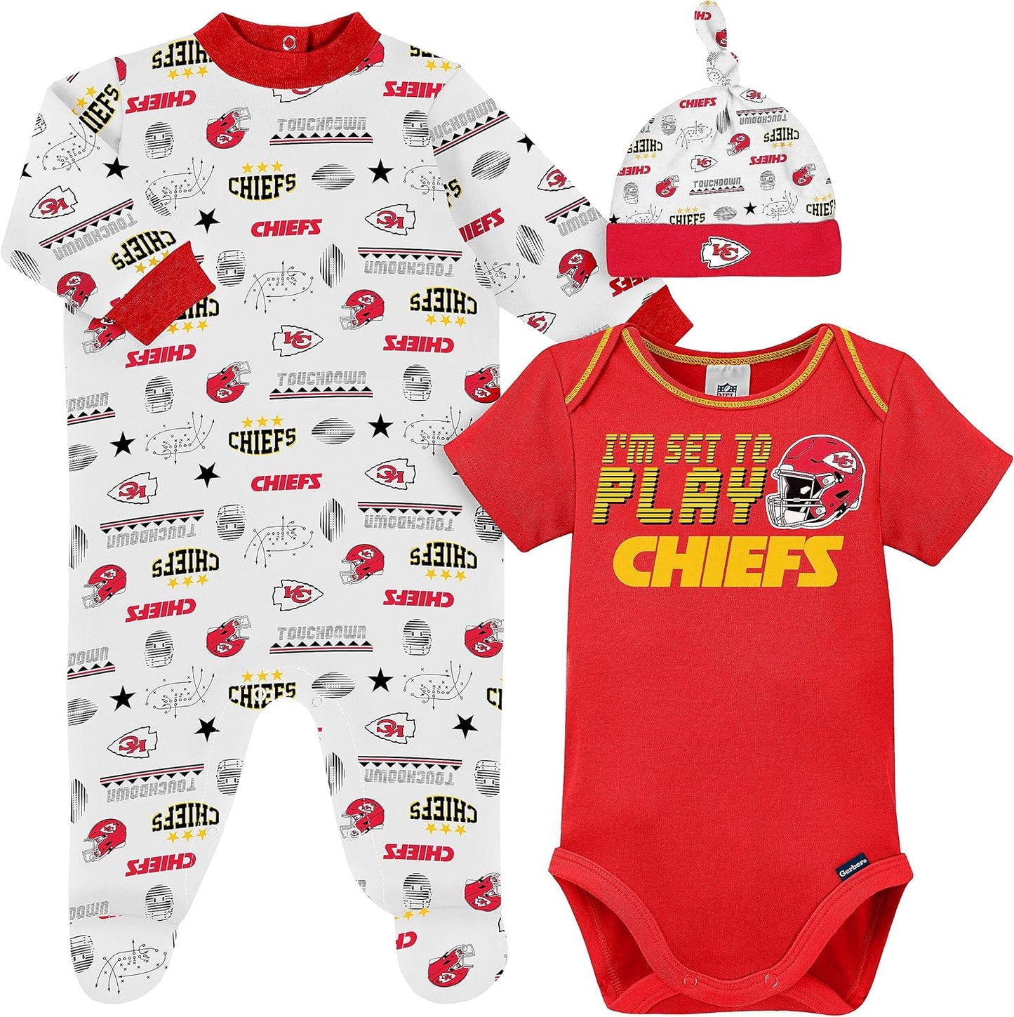 NFL Baby Boys' 3-Piece Bodysuit, Sleep 'n Play, & Cap Set