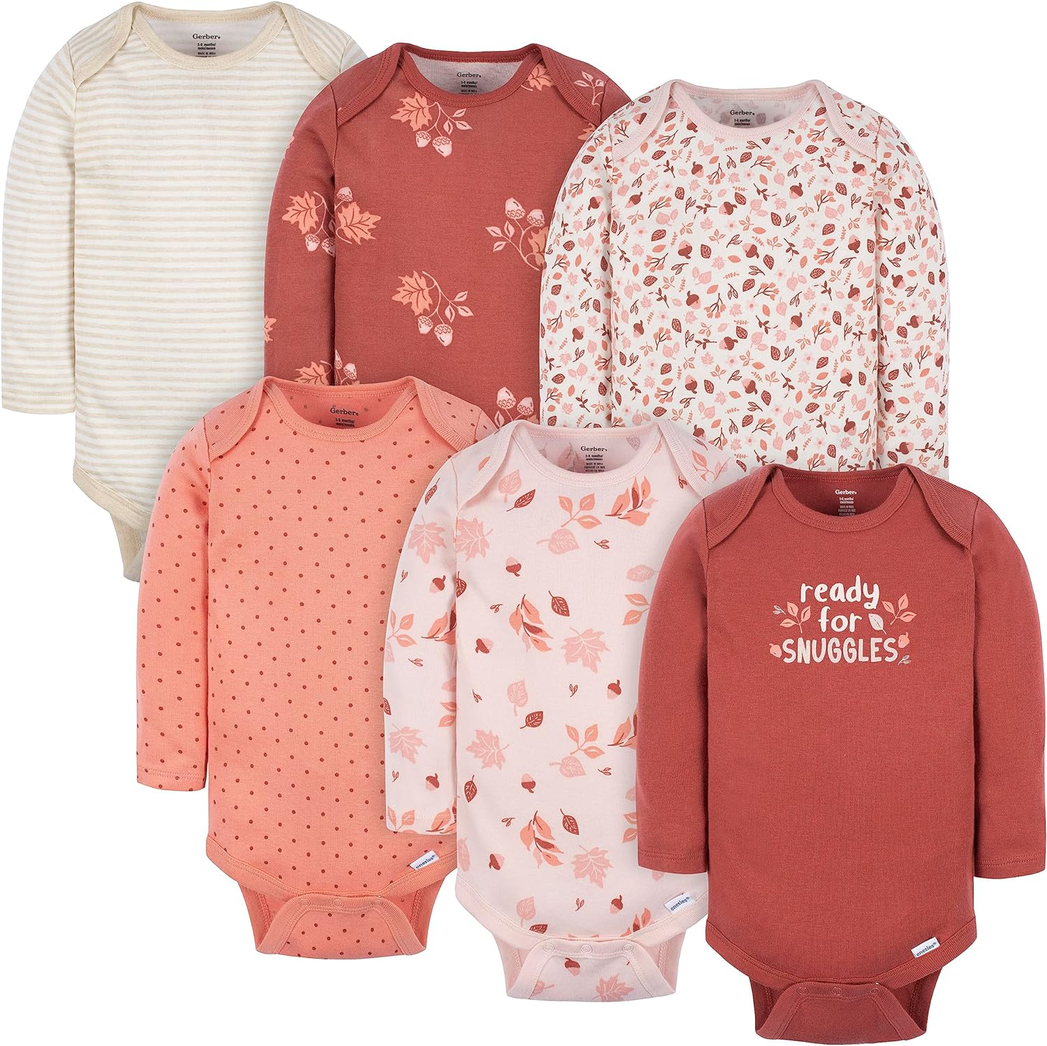 Gerber Baby Girls' 6-Pack Long-Sleeve Onesies for Ultimate Comfort