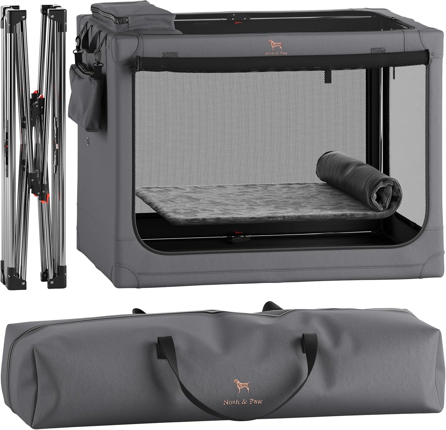 Collapsible Dog Crate 42 Inch for XXL, XL, Large Breeds
