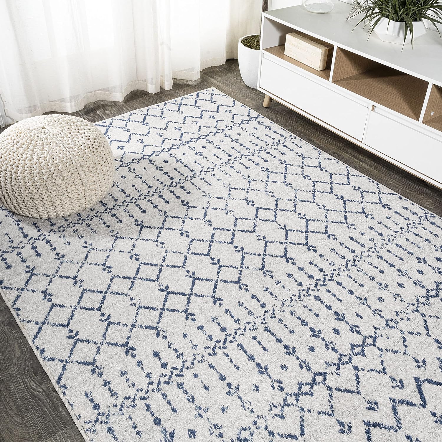 Boho Vintage Diamond Indoor Area Rug 5X8 ft for High Traffic