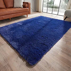 GKLUCKIN Shag Ultra Soft Area Rug 5ftx7ft Light Navy Plush Carpet
