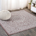 Medallion Weave Indoor Outdoor Square Area Rug for Easy-Cleaning