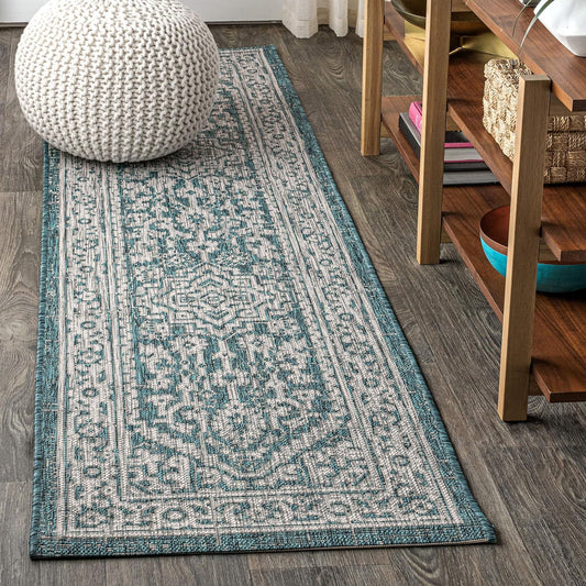 JONATHAN Y Medallion Weave Indoor Outdoor Runner Rug for Patios