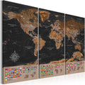 Pinboard World Map 53x35 in Cork Canvas Pinboard - Travel Planner