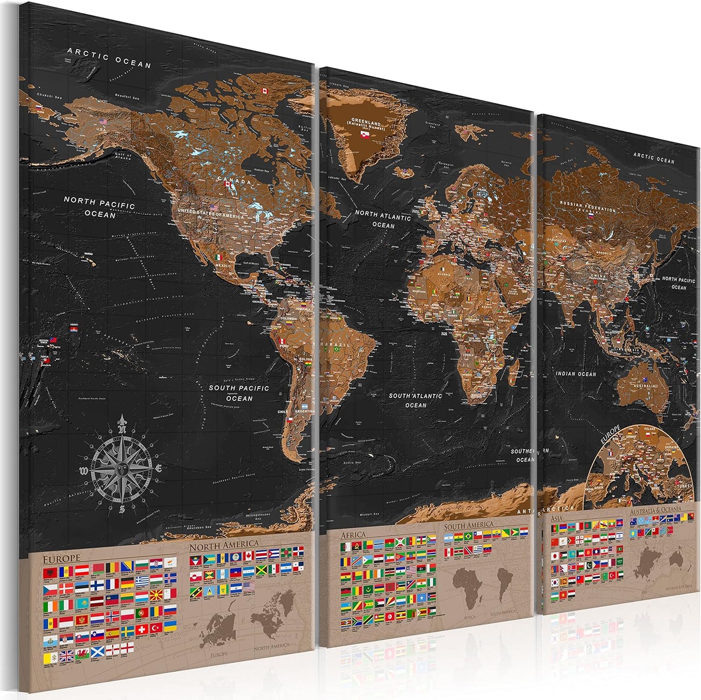 Artgeist Pinboard World Map 53x35 in - Cork Board & Canvas Print