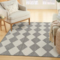 Positano 4 ft x 6 ft Charcoal Outdoor Rug - Bold Checkered Style