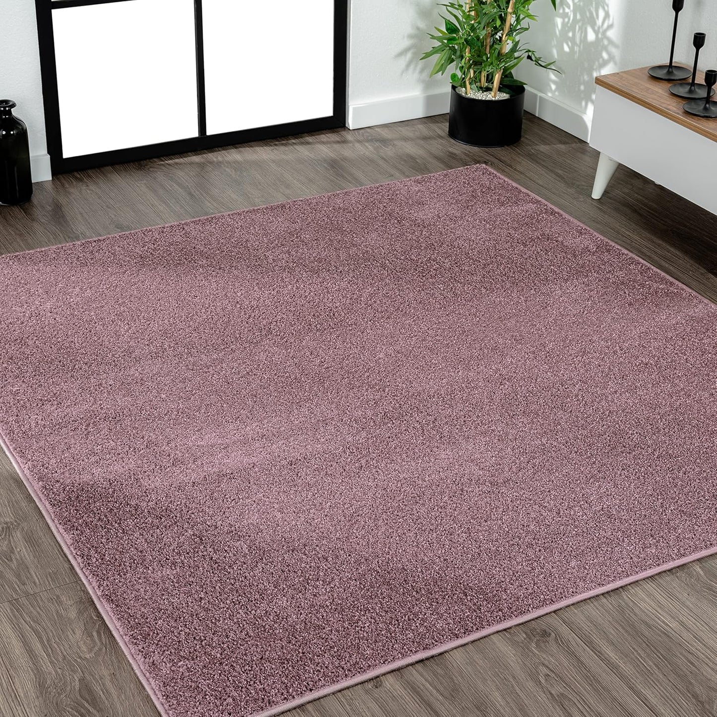 Haze Solid Low-Pile Light Purple 6x6 Square Indoor Area Rug