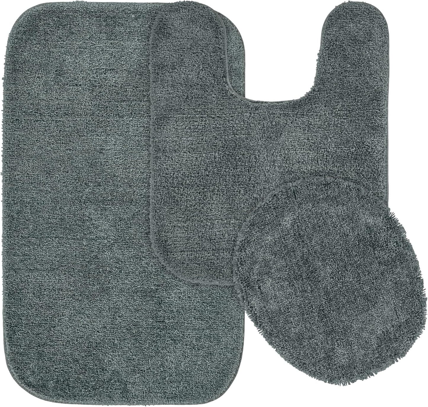 Garland Rug Traditional Nylon Washable Dark Gray 3 Piece Set