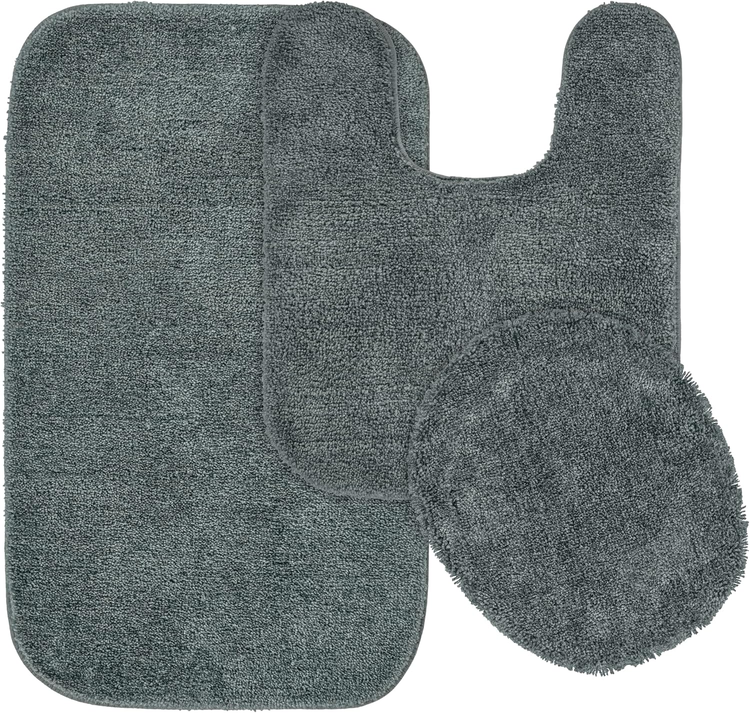 Garland Rug Traditional Nylon Washable Dark Gray 3 Piece Set