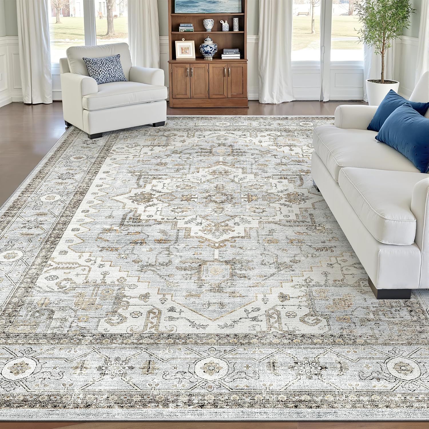 Washable Area Rug 5x7 for Living Room and Bedroom Use