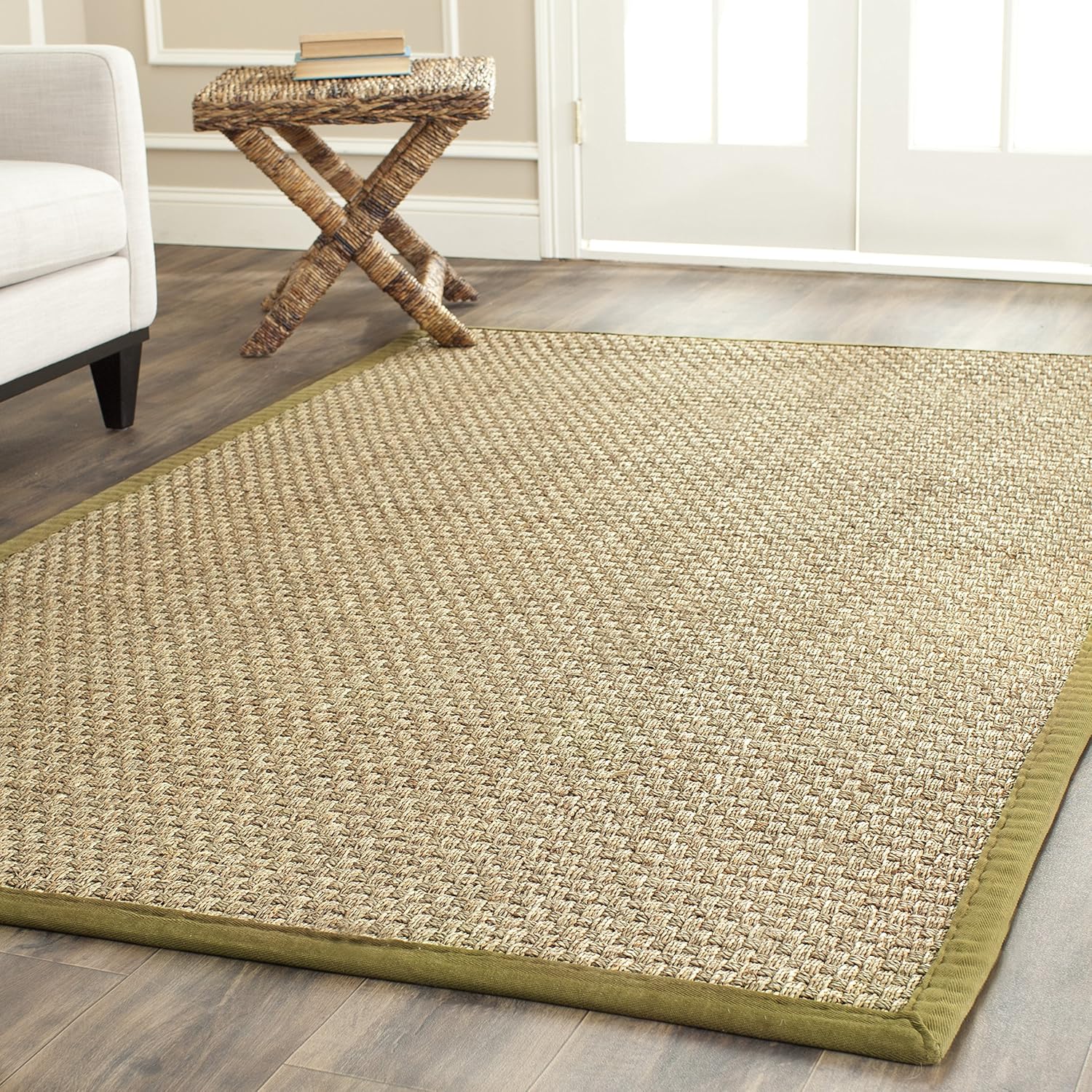 Natural Fiber Area Rug 8x10 - Seagrass Basketweave Design