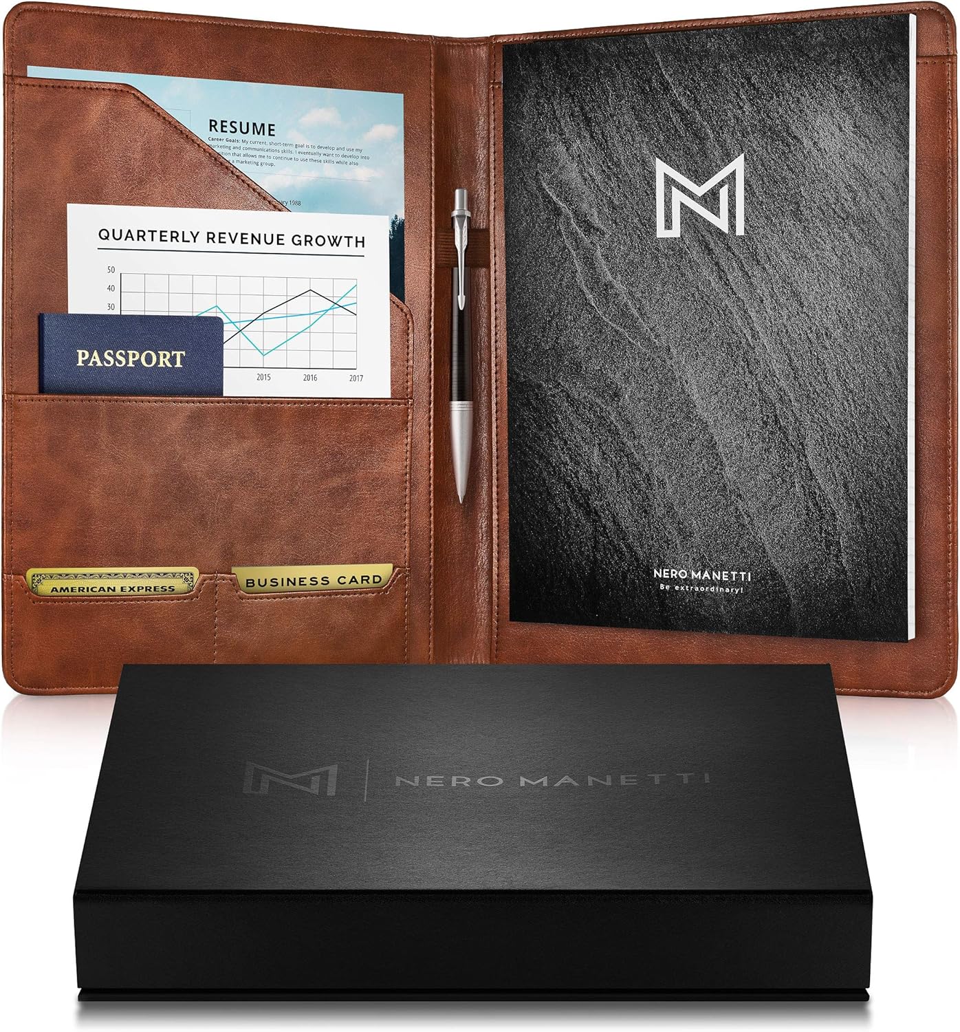 Leather Portfolio Folder - Professional Notepad Holder for All